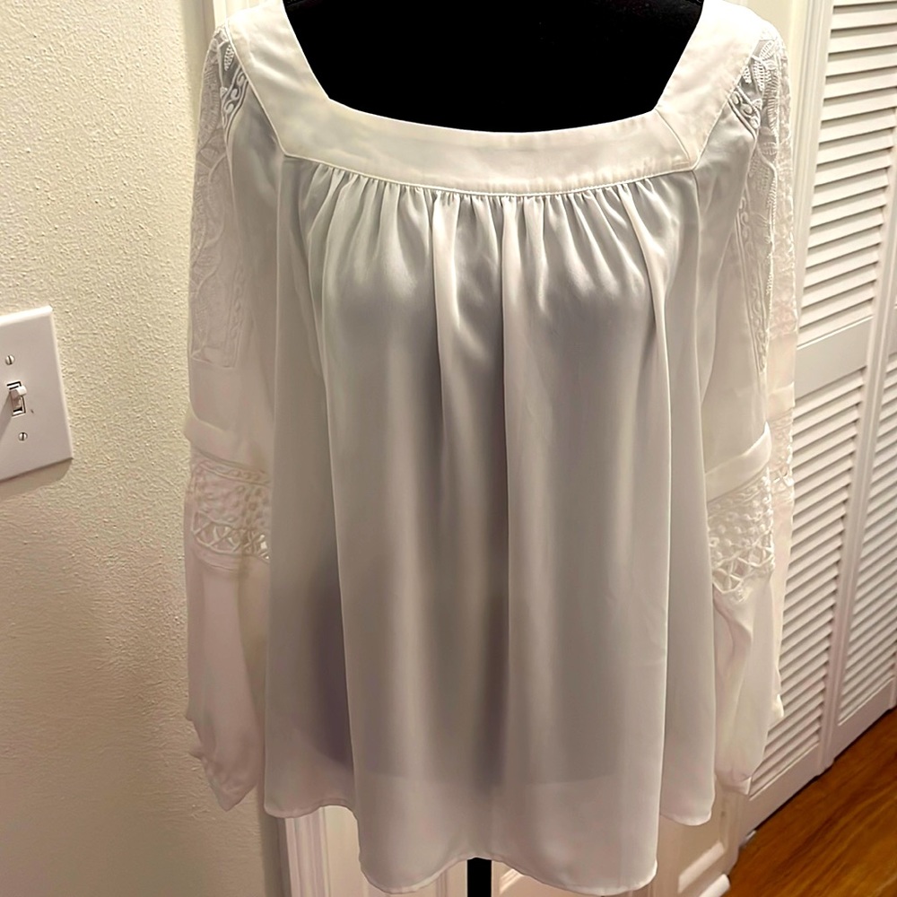 Ivanka Trump square neck embroidered blouse
